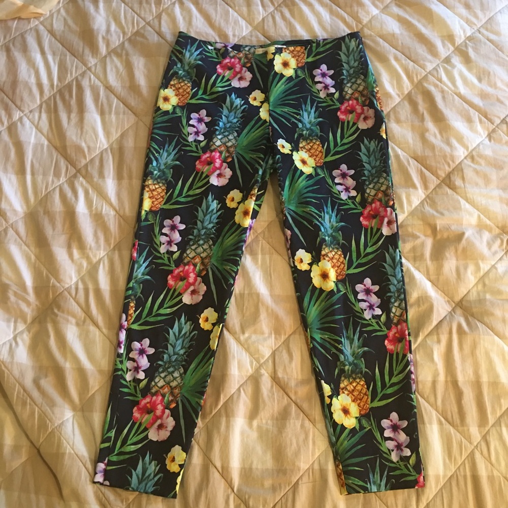 Boston Proper Tropical Floral Cropped Skinny Pants Size 8